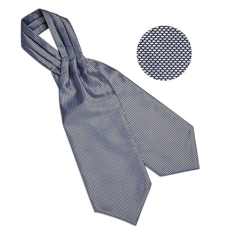 DiBanGu Silver Ascot Ties for Men Cravat Tie and Pocket Square Set Jacquard Silk Ascot Paisley Cravat for Men - Image 5